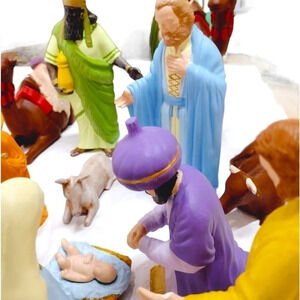 Full Christmas Real Life Nativity Scene, Including Wise Men.